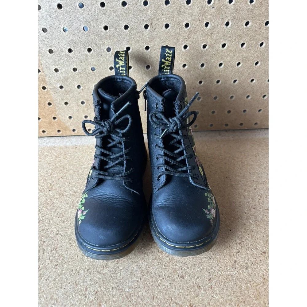 DR. MARTENS 1460 Girls Bloom Hydro Boots toddler size 10 Black Floral